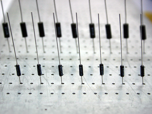 Thermistors lined up in production