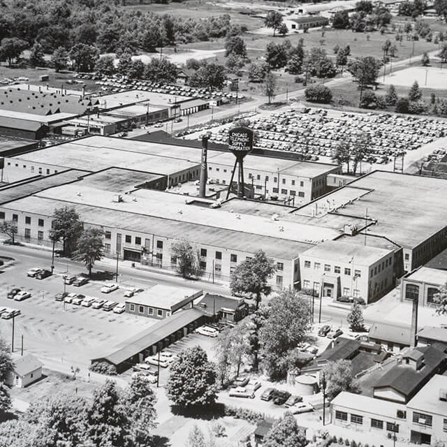 Black and white image of the Elkhart facility in 1900