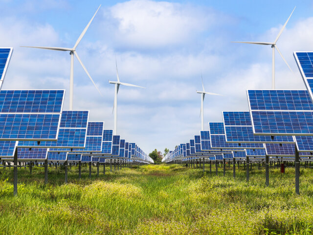 Solar panels and windmills