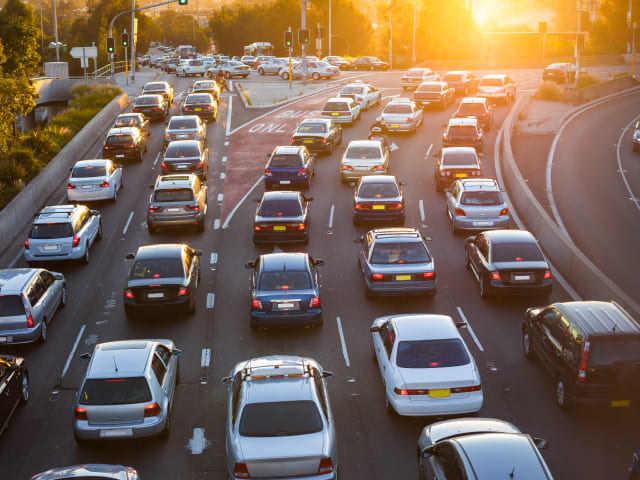 Cars in traffic