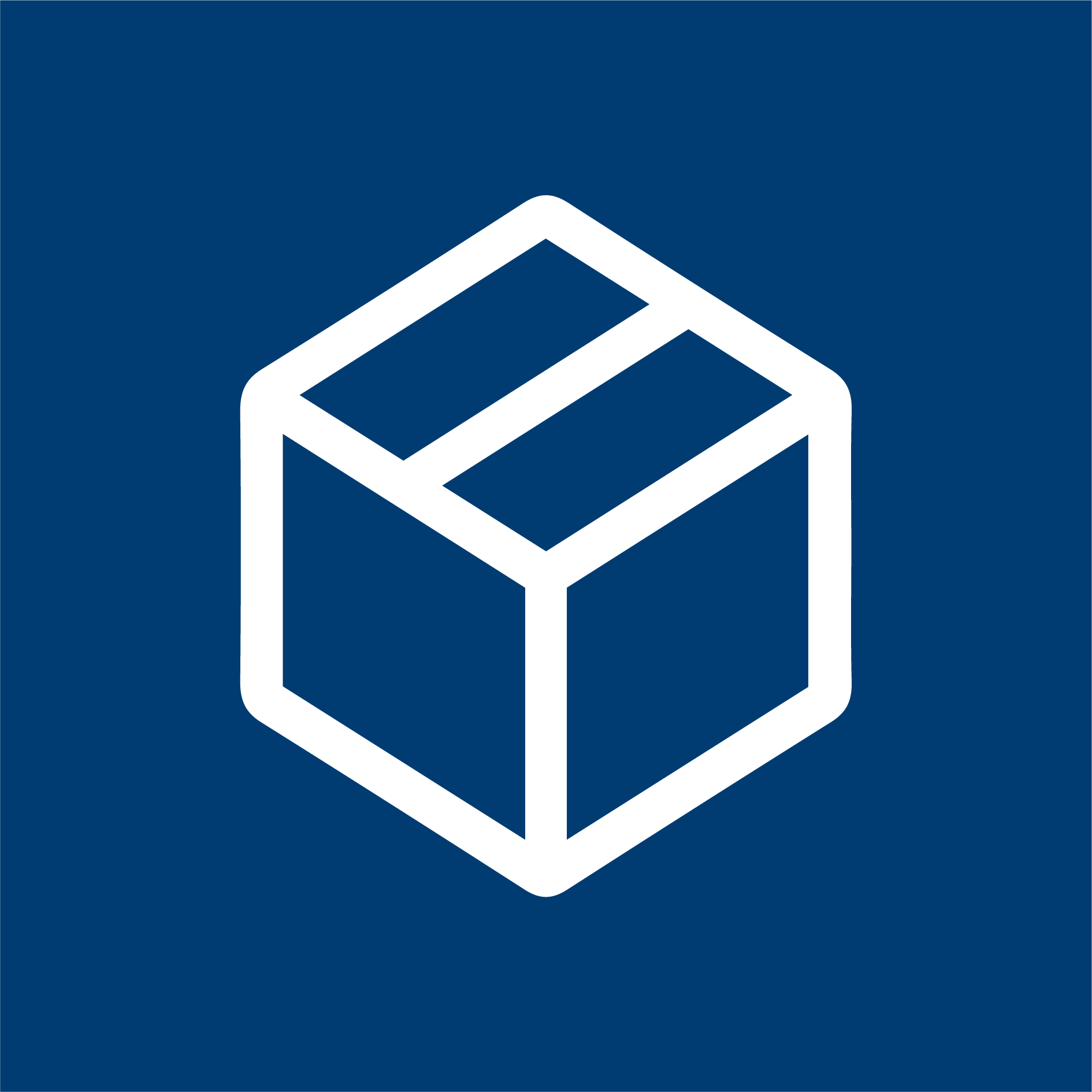 A distributer icon with a white product box in a blue box