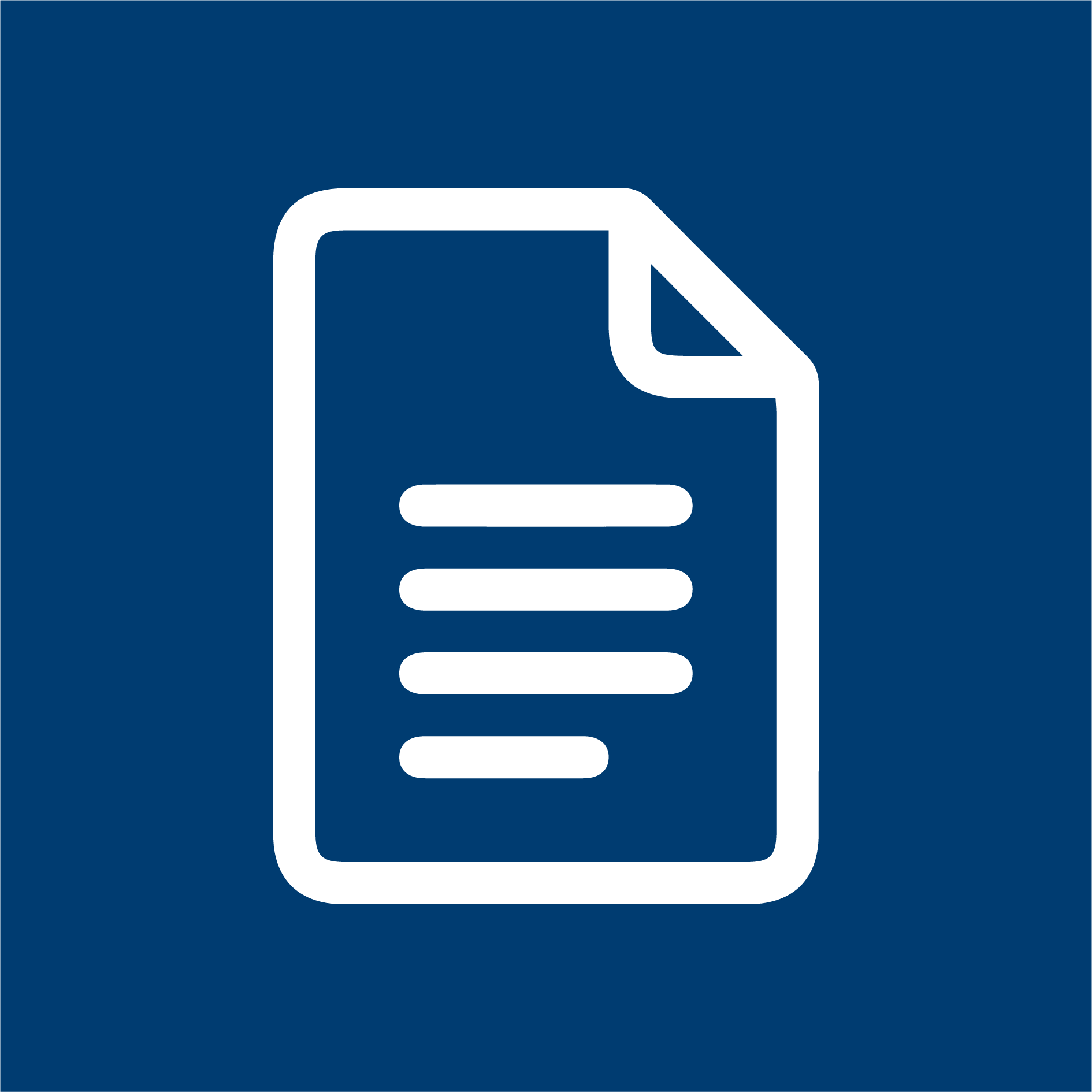 Document icon with a white document icon in blue rectangle