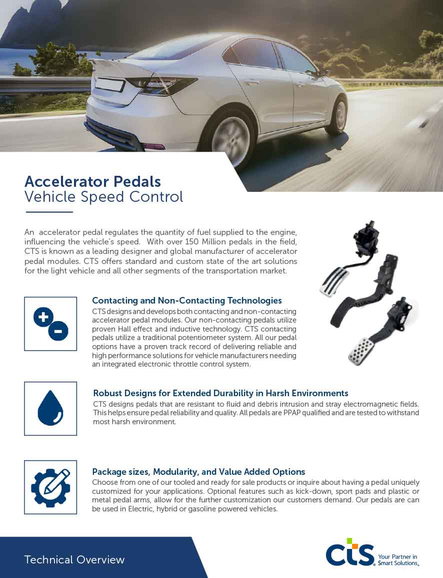 Image of the Accelerator Pedals Technical Overview with an image of a car driving on a road