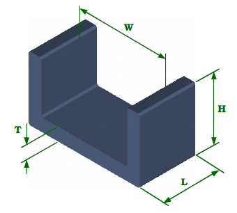 An image of shield with dimensions listed by letters