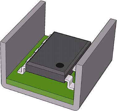 Image of a shield protecting a sensor on a PCB board