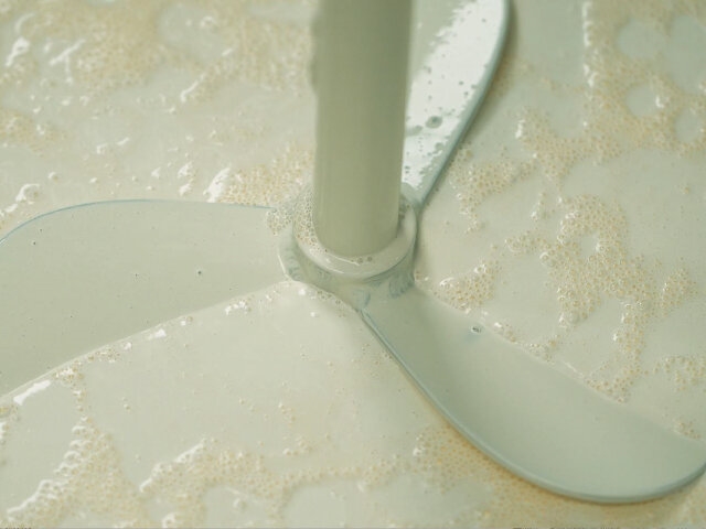 Ceramic slurry being processed