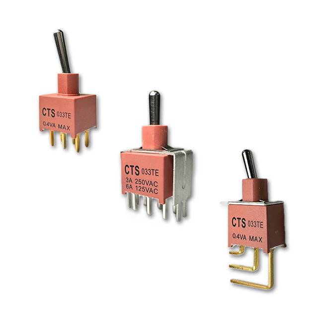Three tactile switches with varying terminal configurations